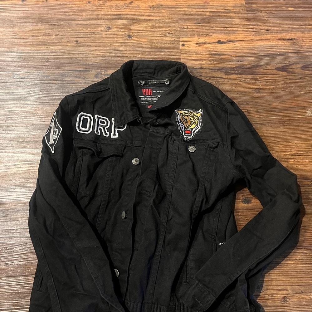 Vintage America Black Men's Bomber Jacket with Embroidery